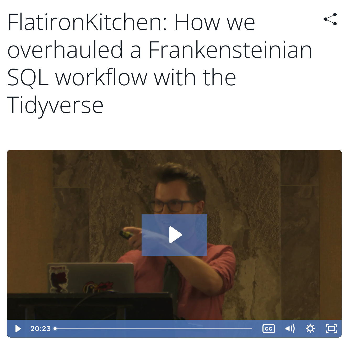 Screenshot of rstudio::conf 2020 FlatironKitchen presentation